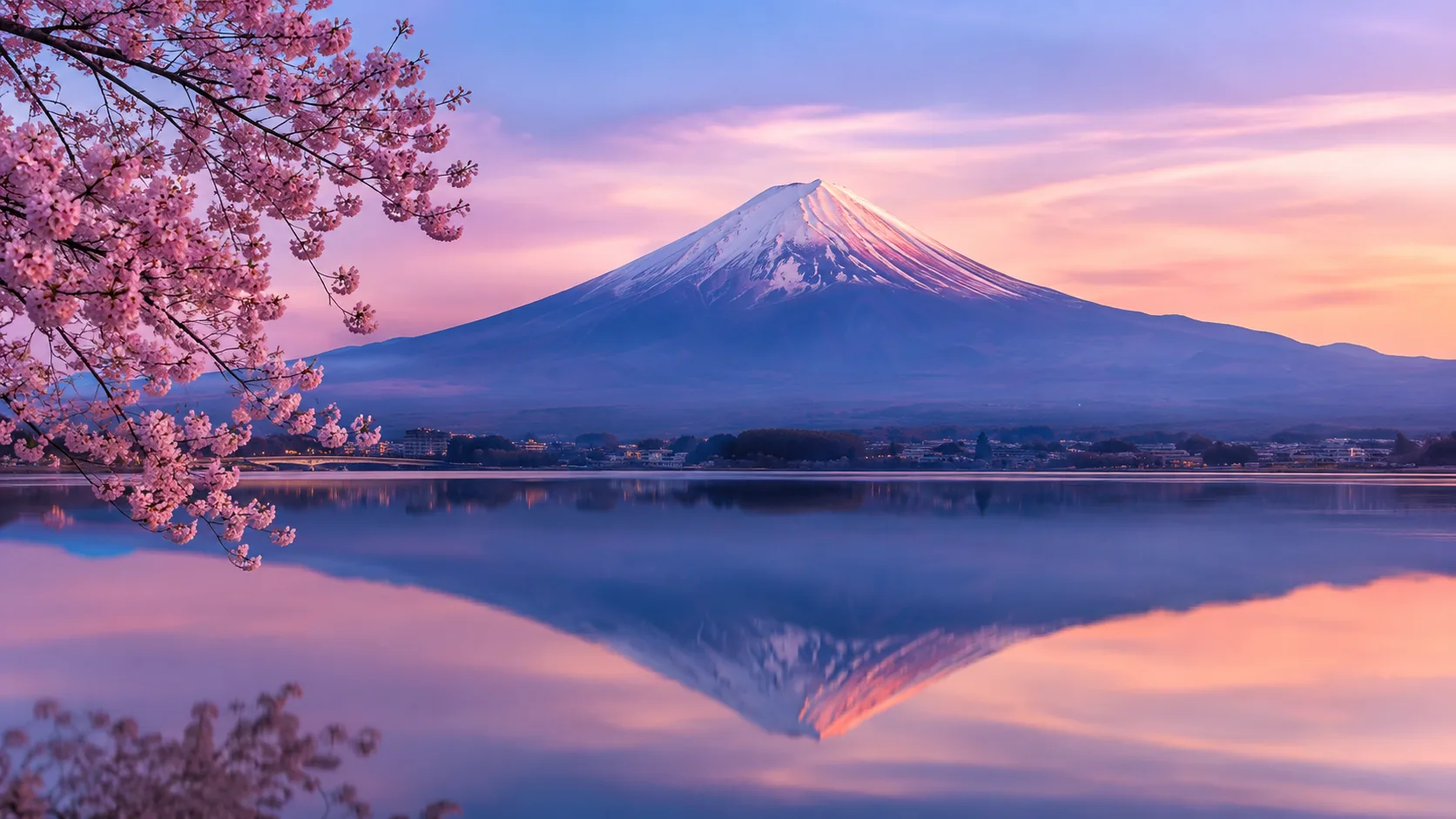 富士山樱花黎明壁纸