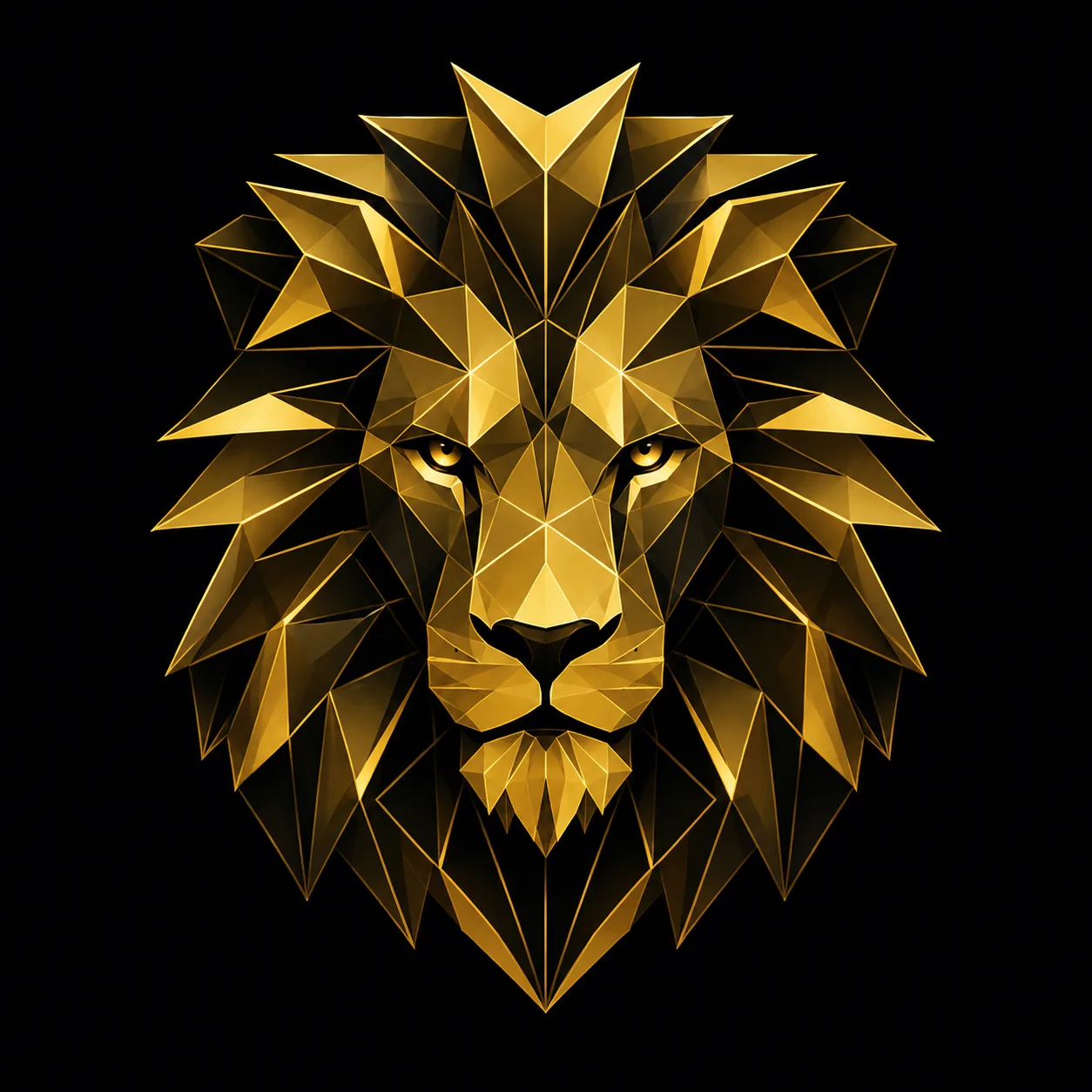 Geometric Gold Lion Head Minimalist