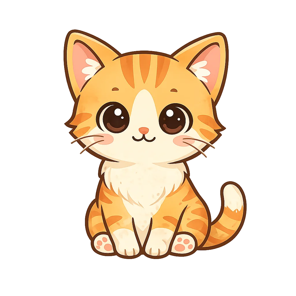 Cute Cartoon Kitten Vector Clipart