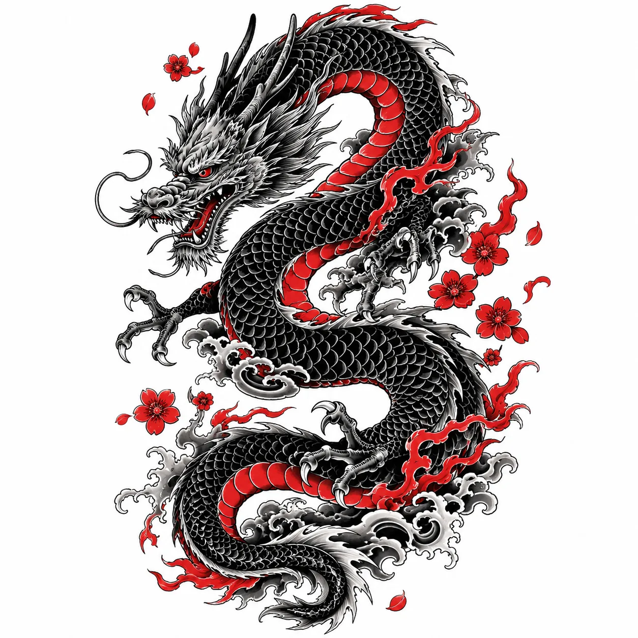 Desain Tato Naga Jepang Sleeve