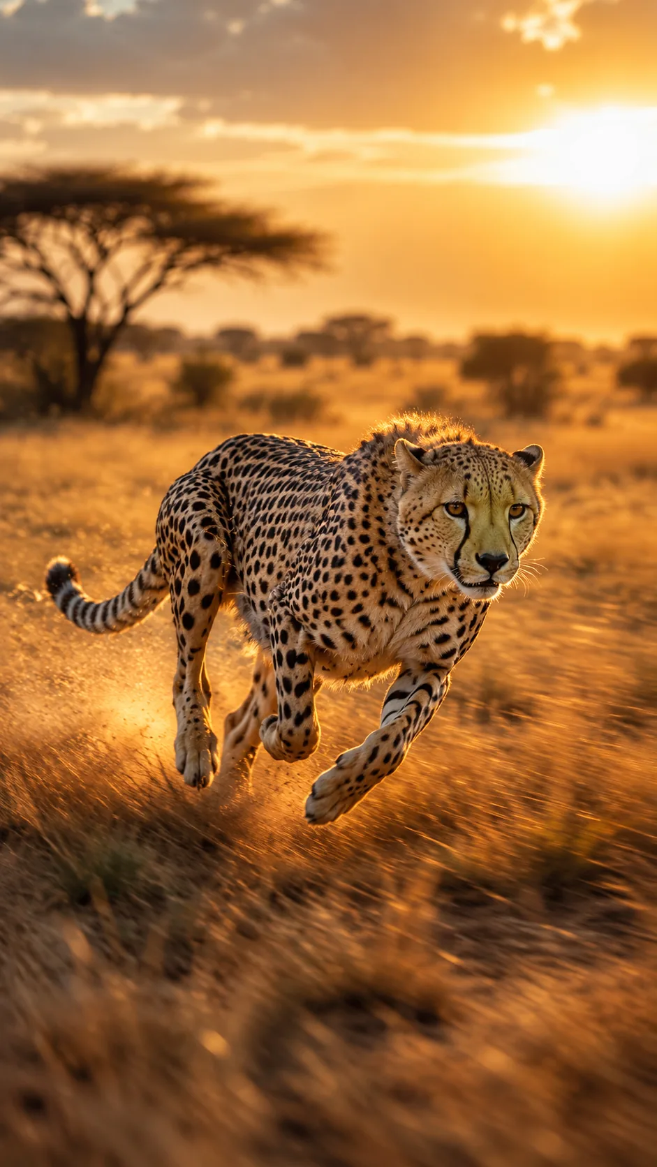 Sprinting Cheetah Golden Hour