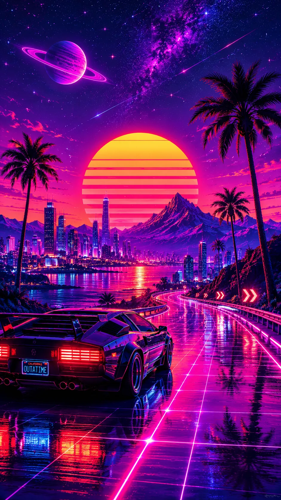 Synthwave Chrome Sunset