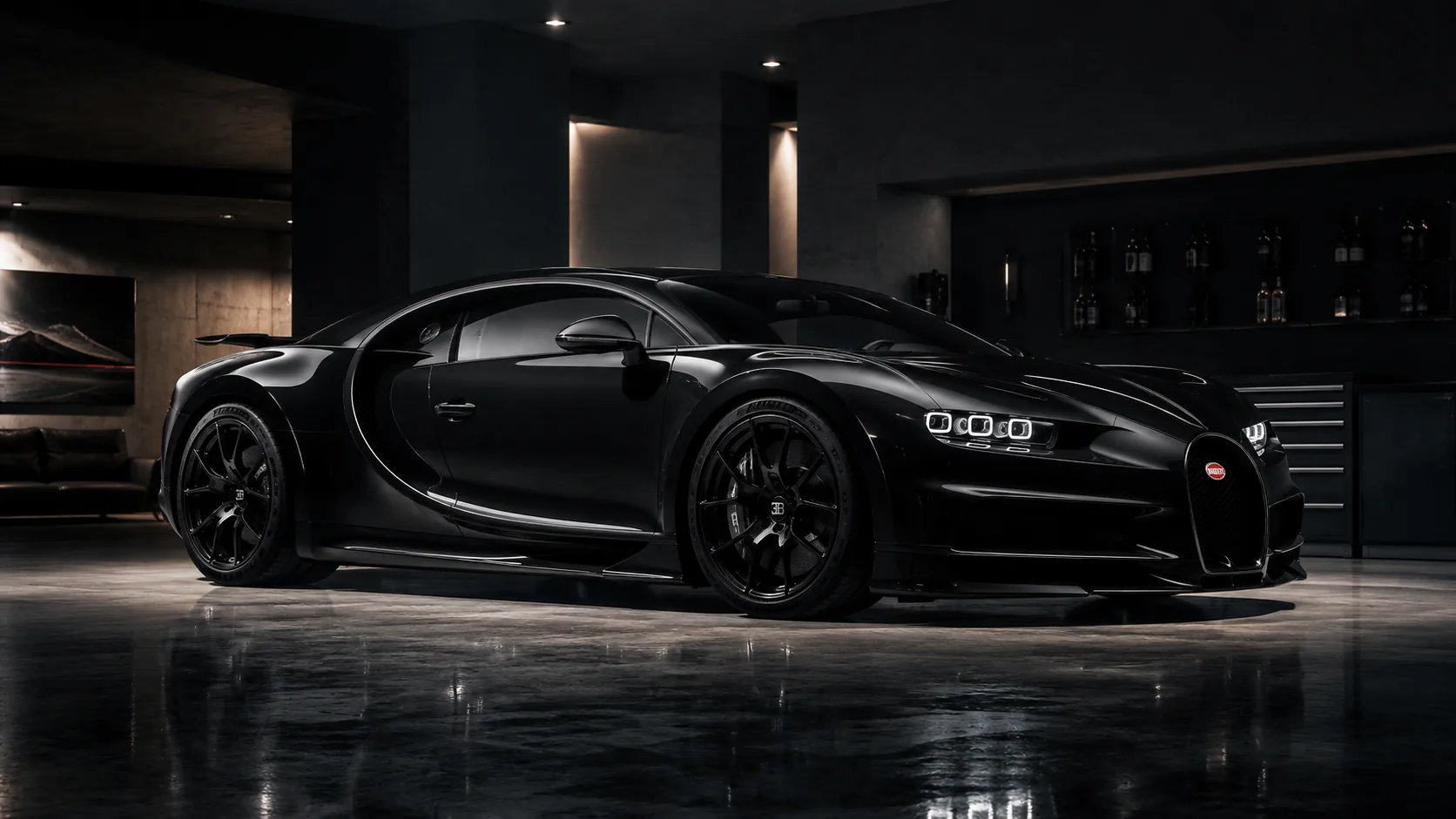 Midnight Bugatti Chiron Desktop Wallpaper