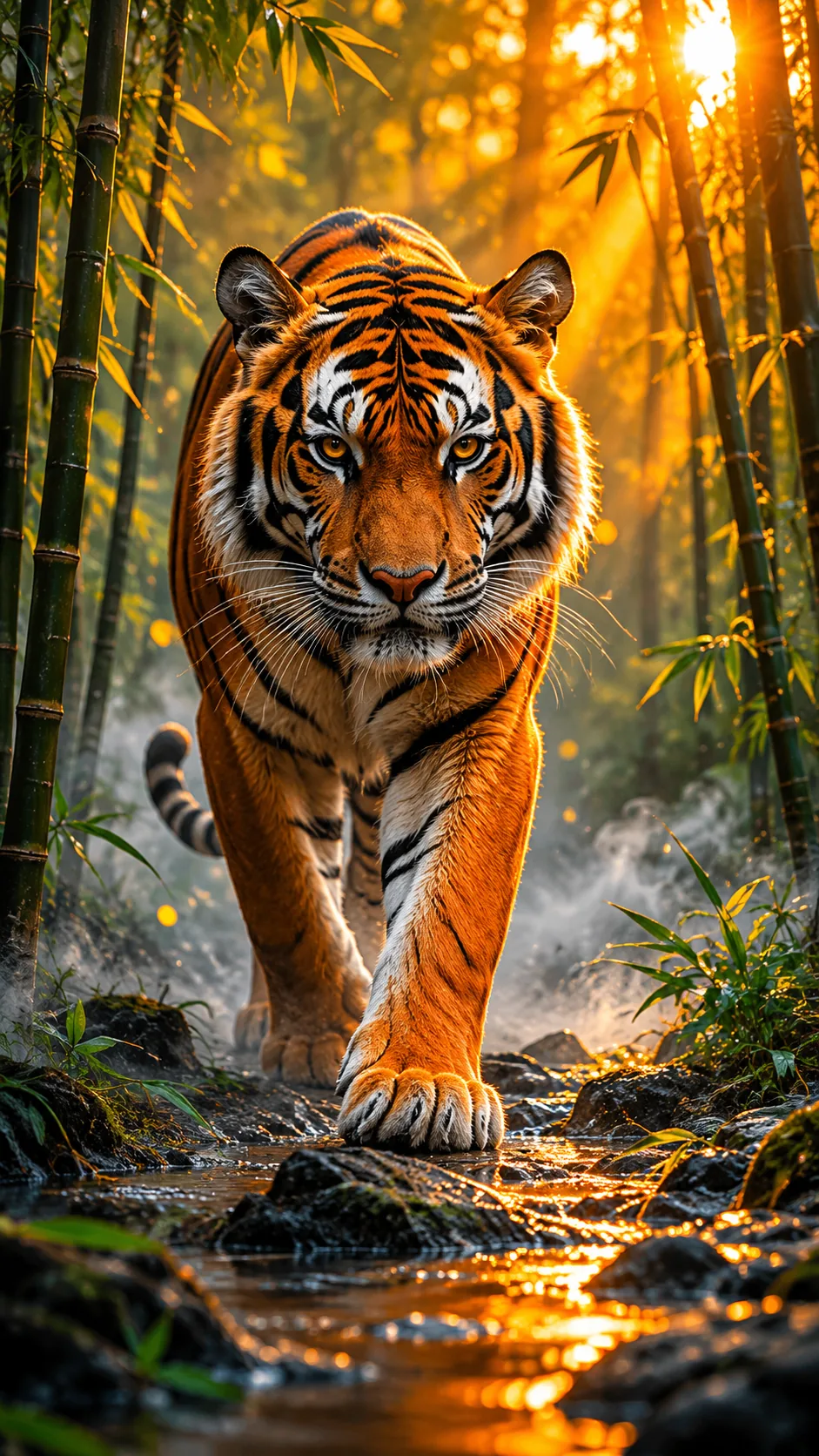 Bengal Tiger Misty Forest iPhone Wallpaper