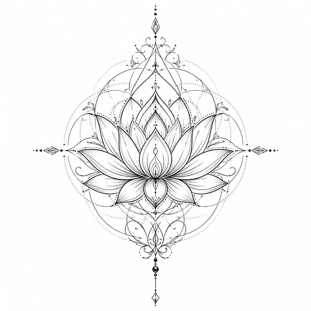 Desain Tato Mandala Teratai Rumit