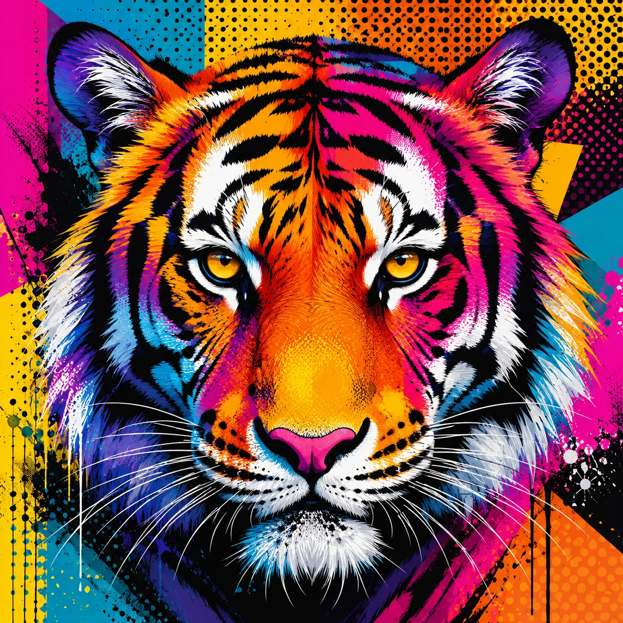 Pop Art Tiger Colorful Wallpaper