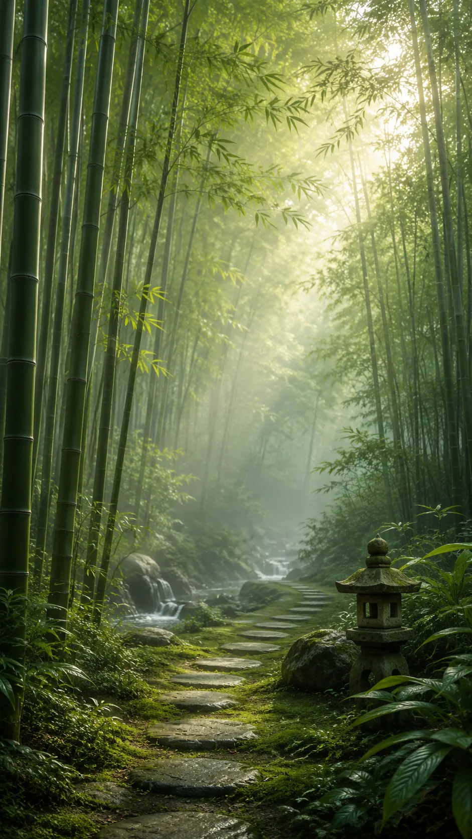 Background Cahaya Pagi Bambu Zen