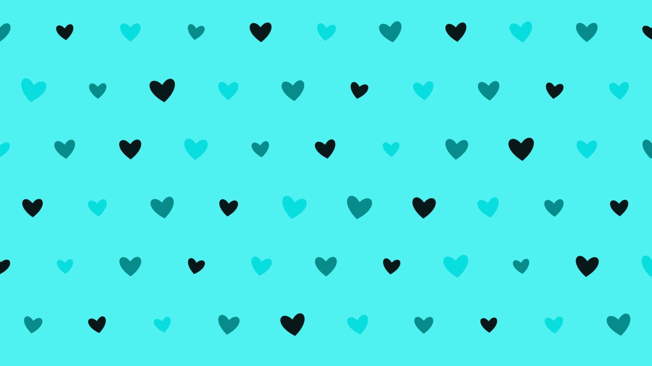 Teal hearts background — free HD teal color wallpaper 1920x1080
